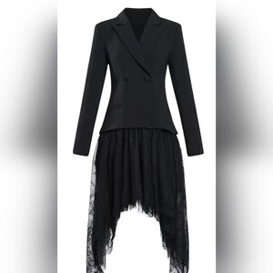 Zac Posen Black Asymmetrical Lace Dress